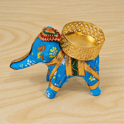 Blue elephant tealight holder - product detail