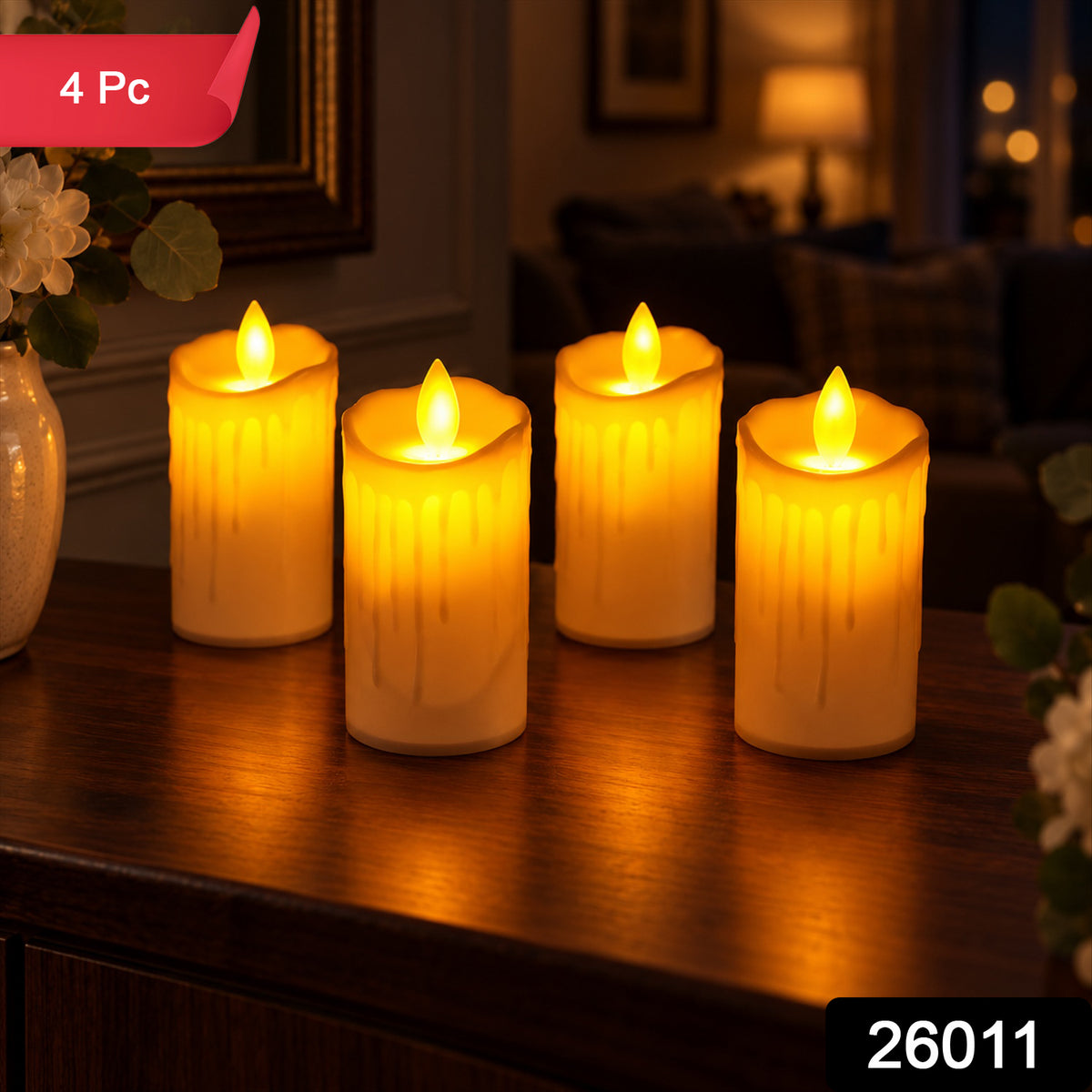 LED pillar candles pack 4pc