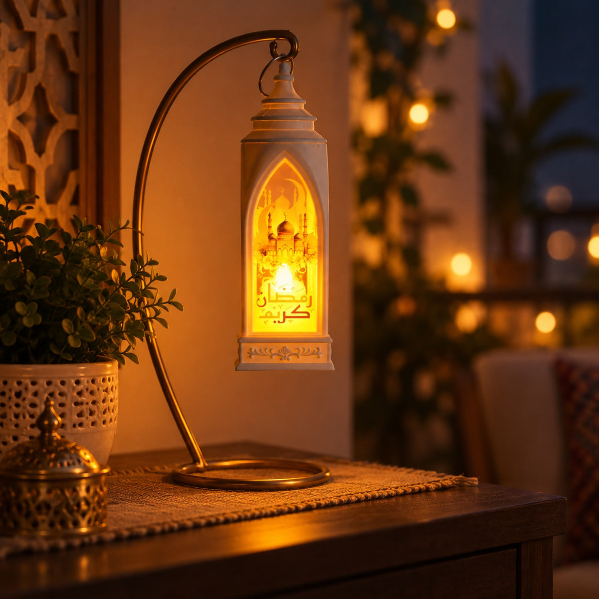 LED lantern candle white bg