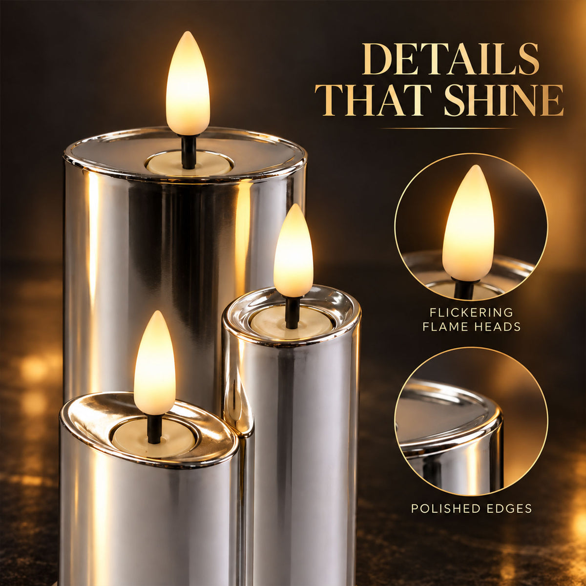 LED candle chrome detail