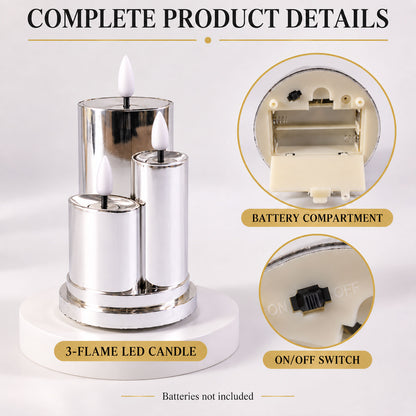 Chrome LED candle white bg