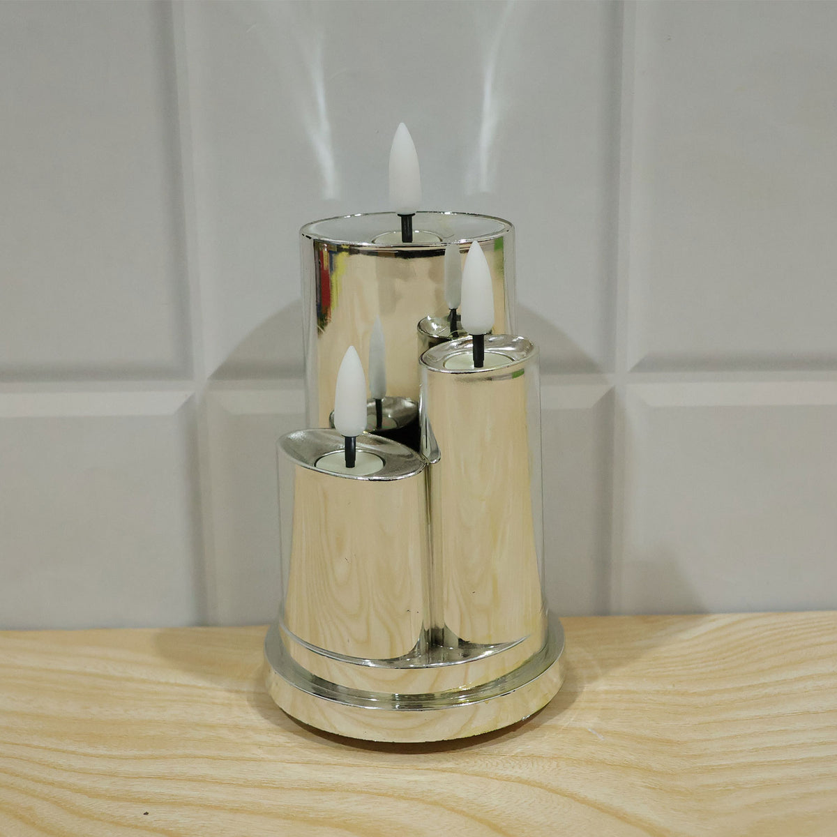 Chrome LED candle decor use