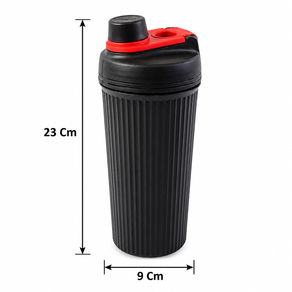 Gym shaker bottle with mixing ball - dimensions