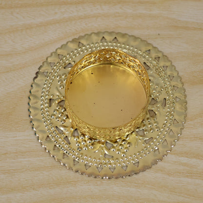 Gold tone metal jali tealight holder - actual product