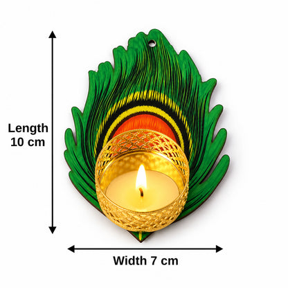 Peacock feather design tealight holder - dimensions