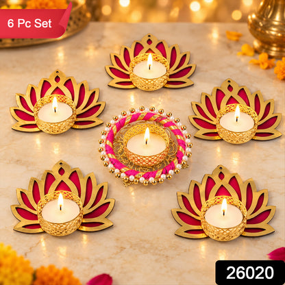 Lotus rangoli tealight holder set - SKU photo