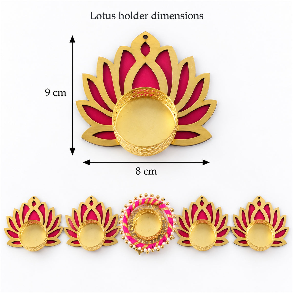Lotus rangoli tealight holder set - lotus holder dimensions