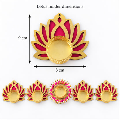 Lotus rangoli tealight holder set - lotus holder dimensions