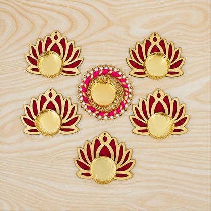 Lotus rangoli tealight holder set - actual product set