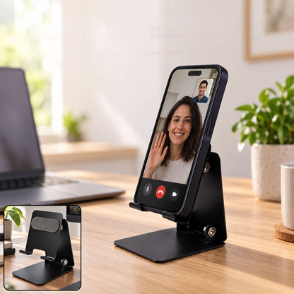 Foldable metal mobile phone stand - video call display