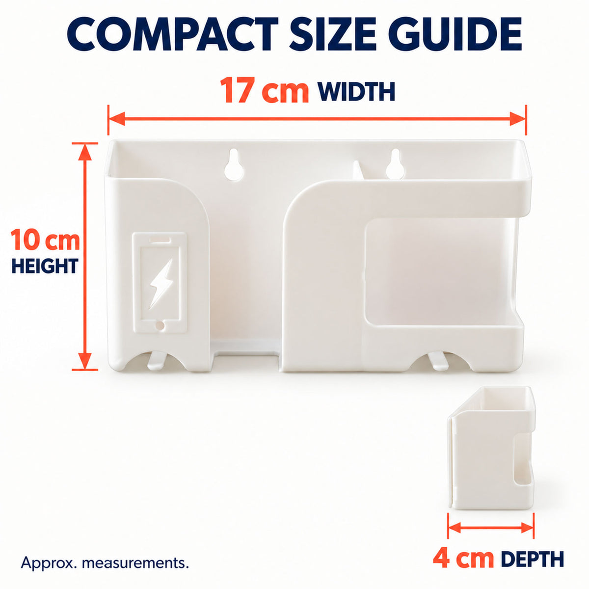 Wall mounted mobile charging stand - dimensions