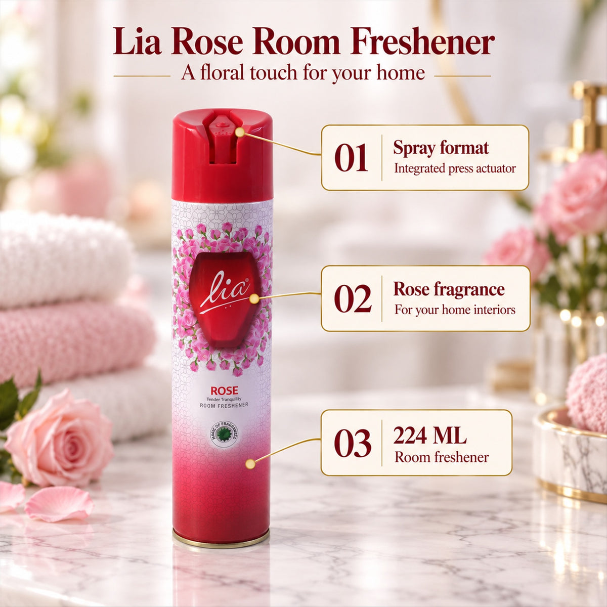 Rose room freshener spray - product view 05