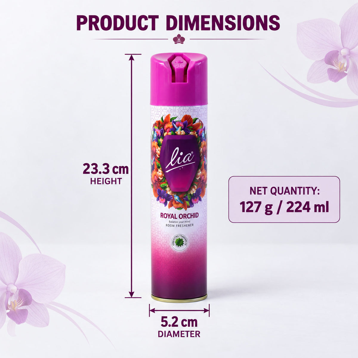 Royal orchid room freshener spray - dimensions
