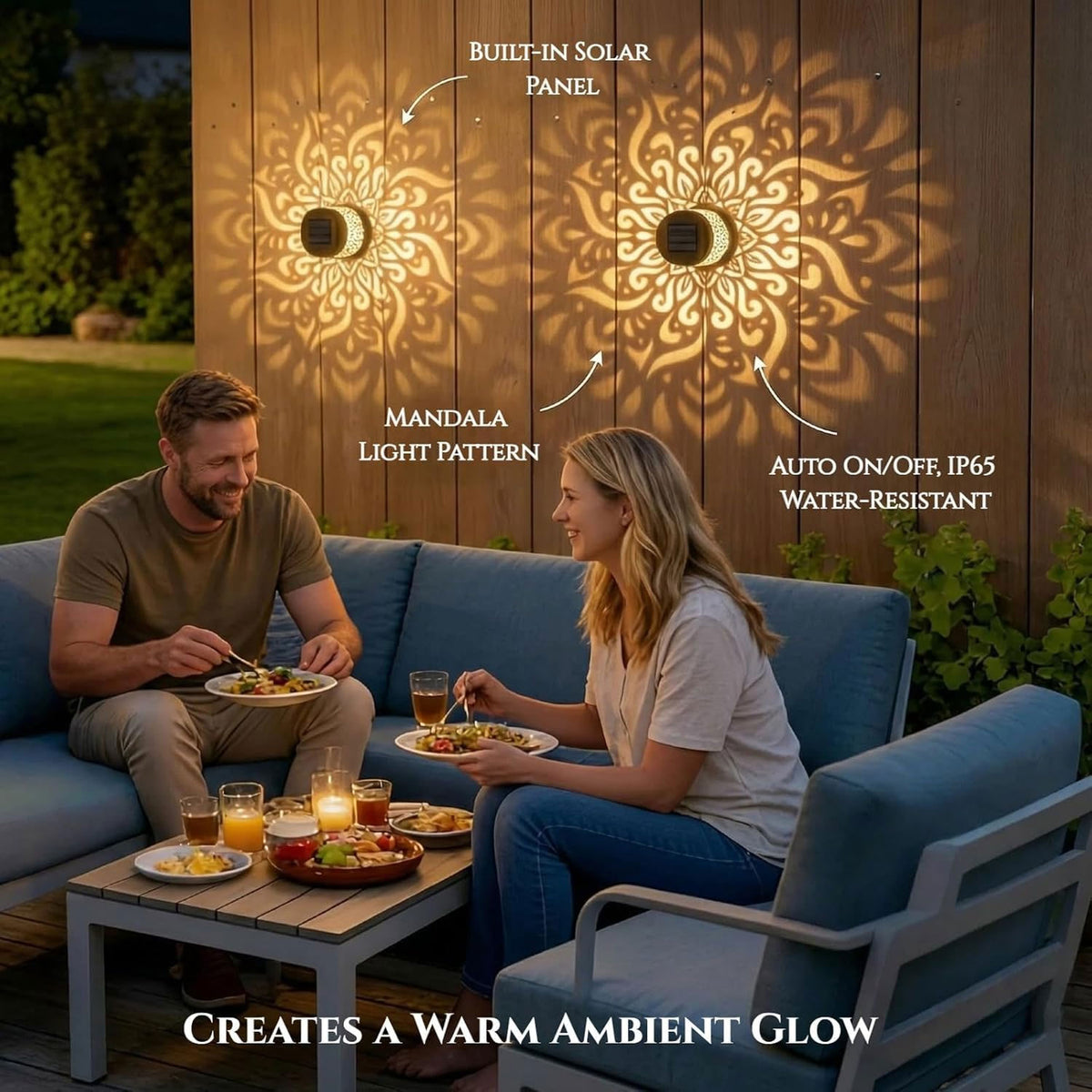 Decorative solar LED lamp with mandala pattern - view 05