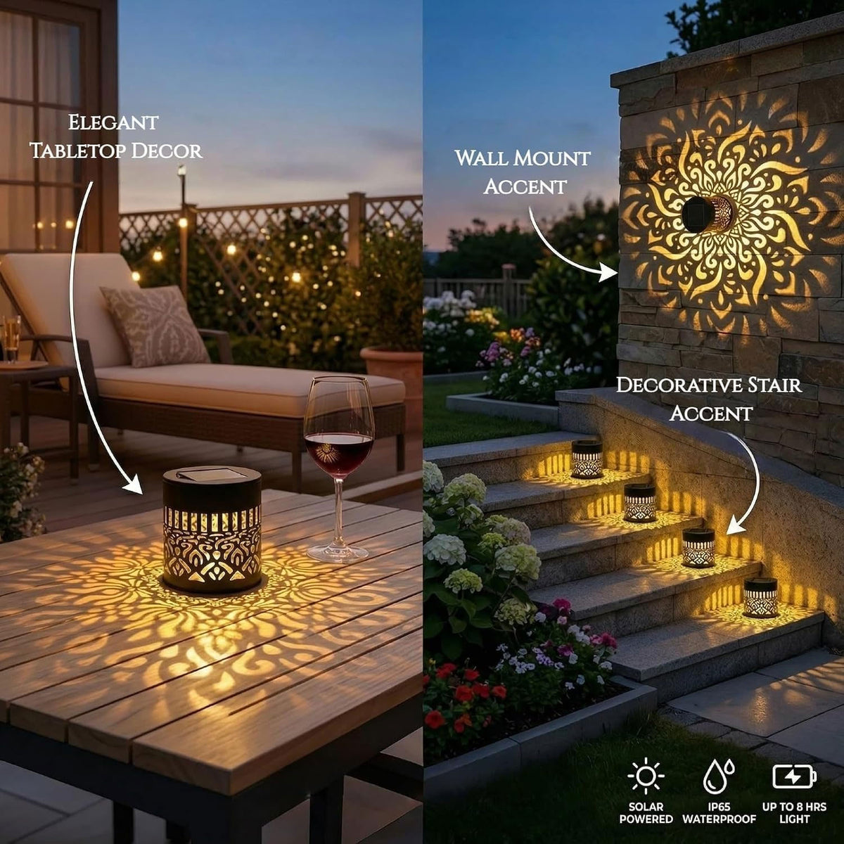 Decorative solar LED lamp with mandala pattern - view 06