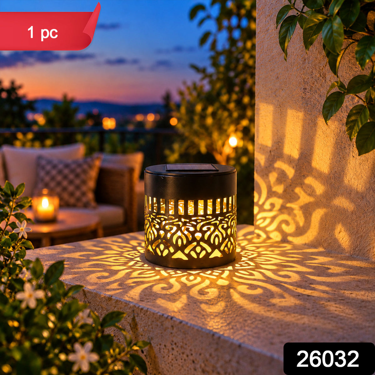 Decorative solar LED lamp with mandala pattern - 1 Pc