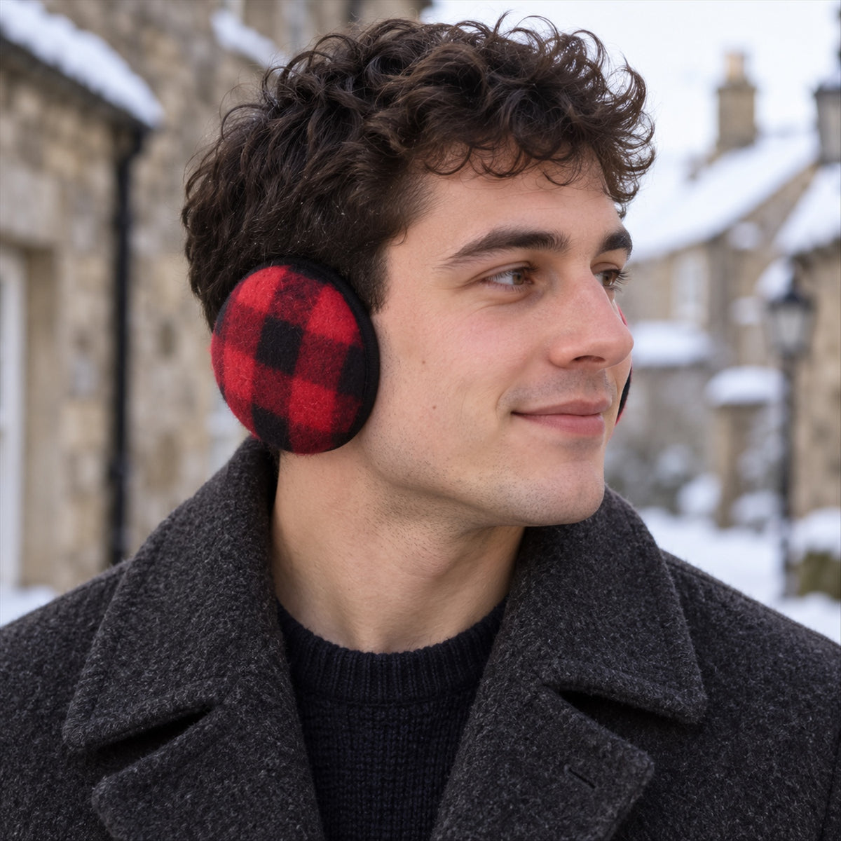 Check pattern winter ear warmers - product view 03