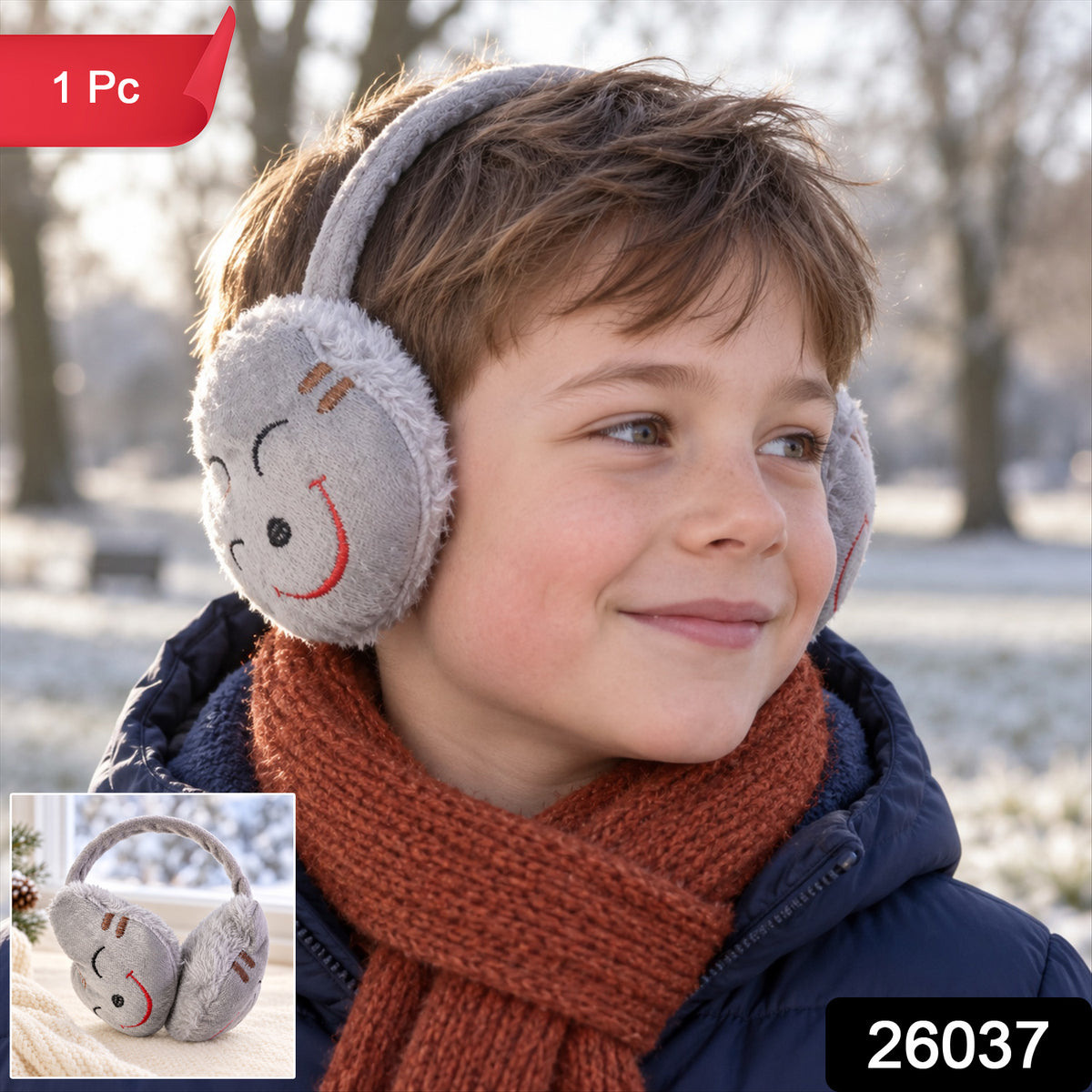 Smiley winter earmuffs - SKU and 1 Pc quantity