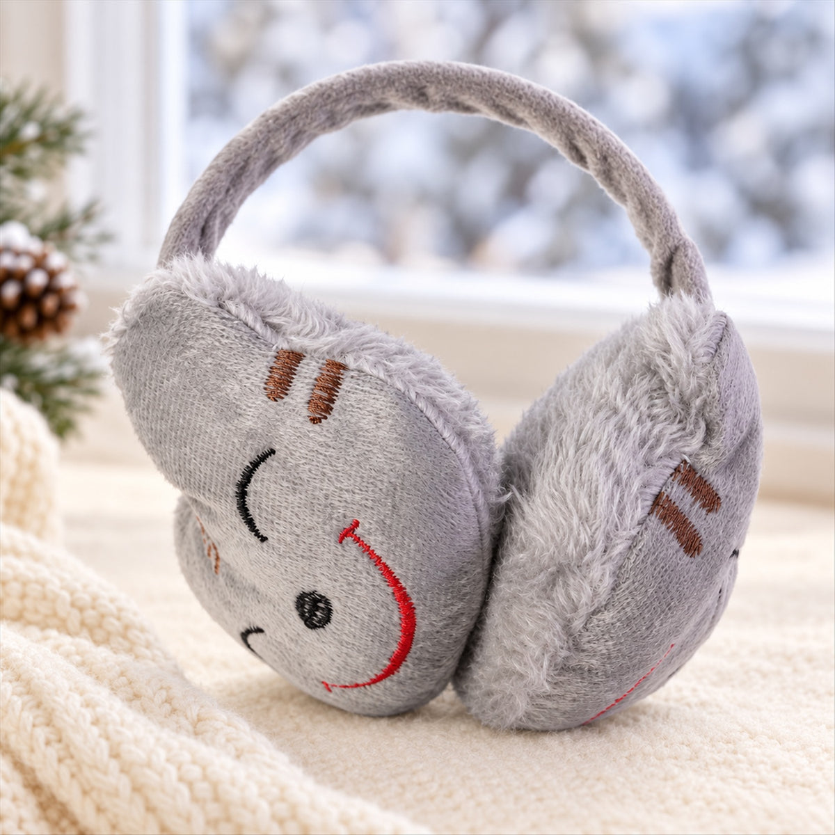 Smiley winter earmuffs - product view 01