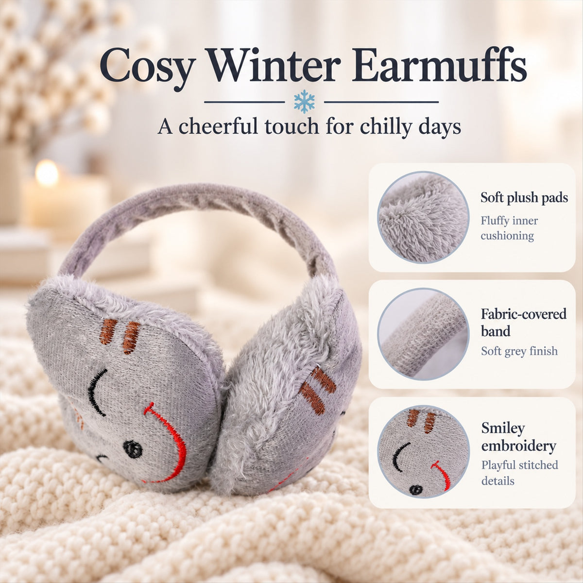 Smiley winter earmuffs - product view 05