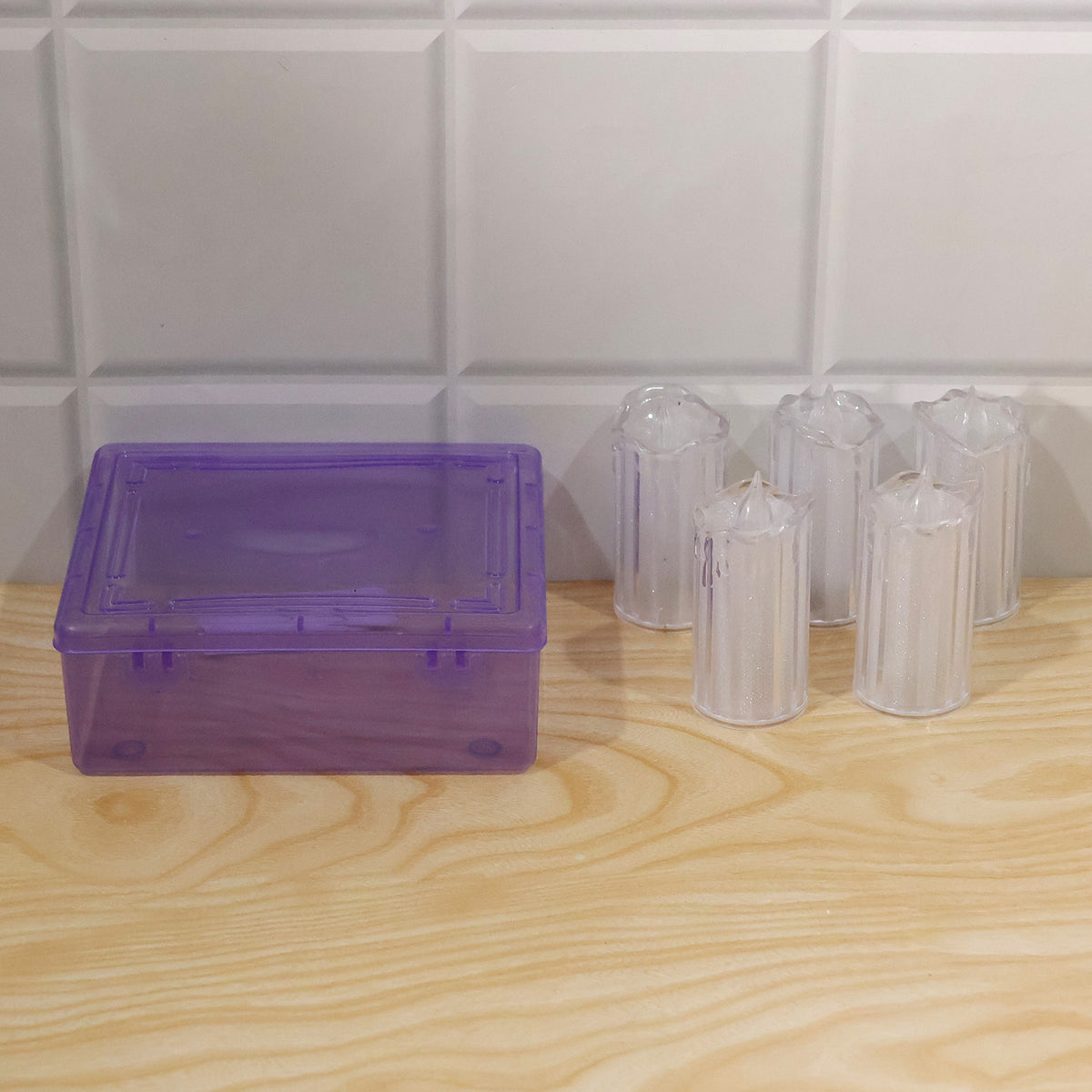 Decorative flameless LED candles - actual candles and plastic box