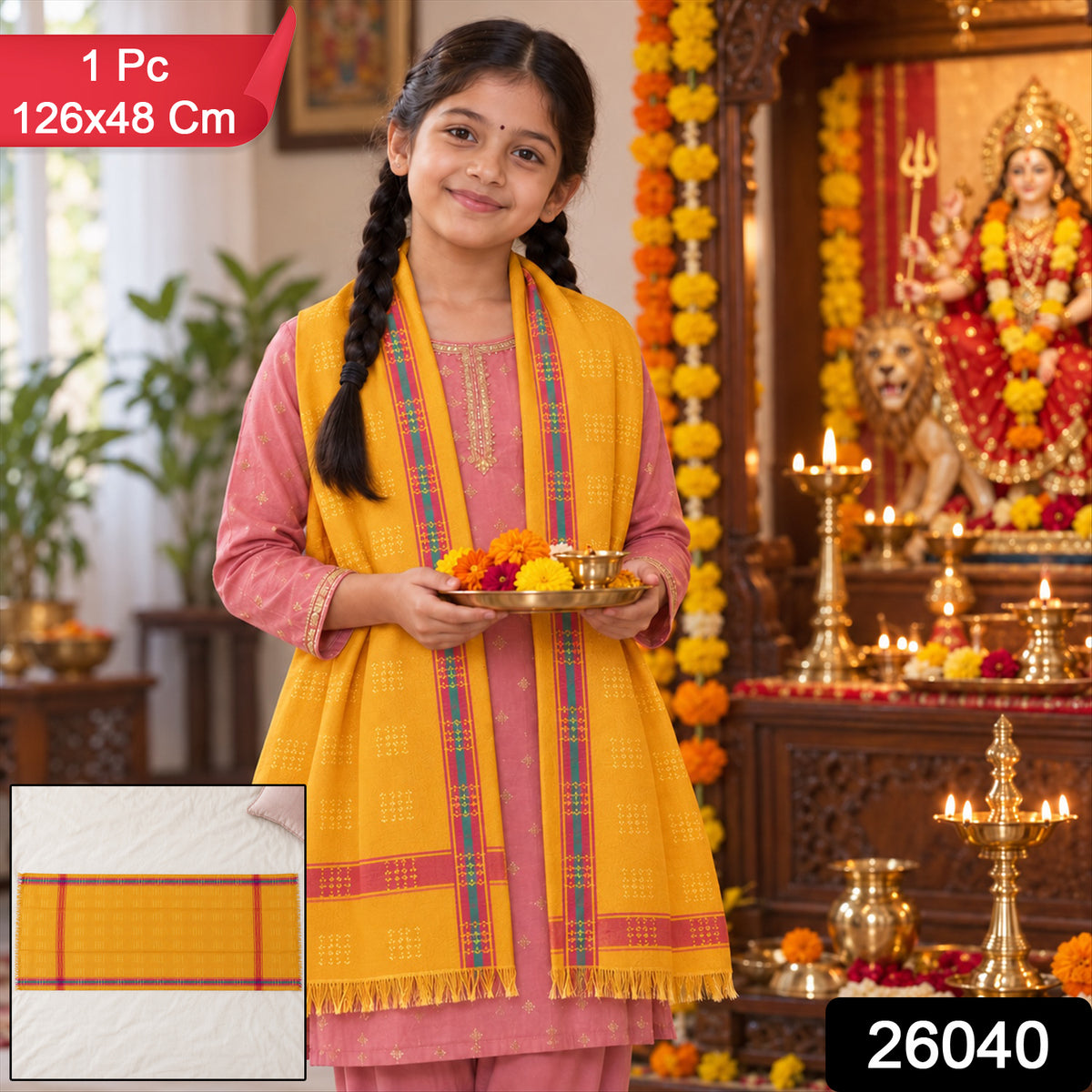 Girls festive shawl dupatta - SKU and size