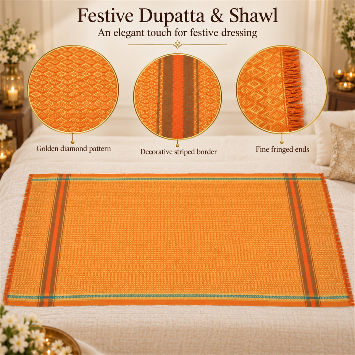 Diamond pattern shawl - product view 05