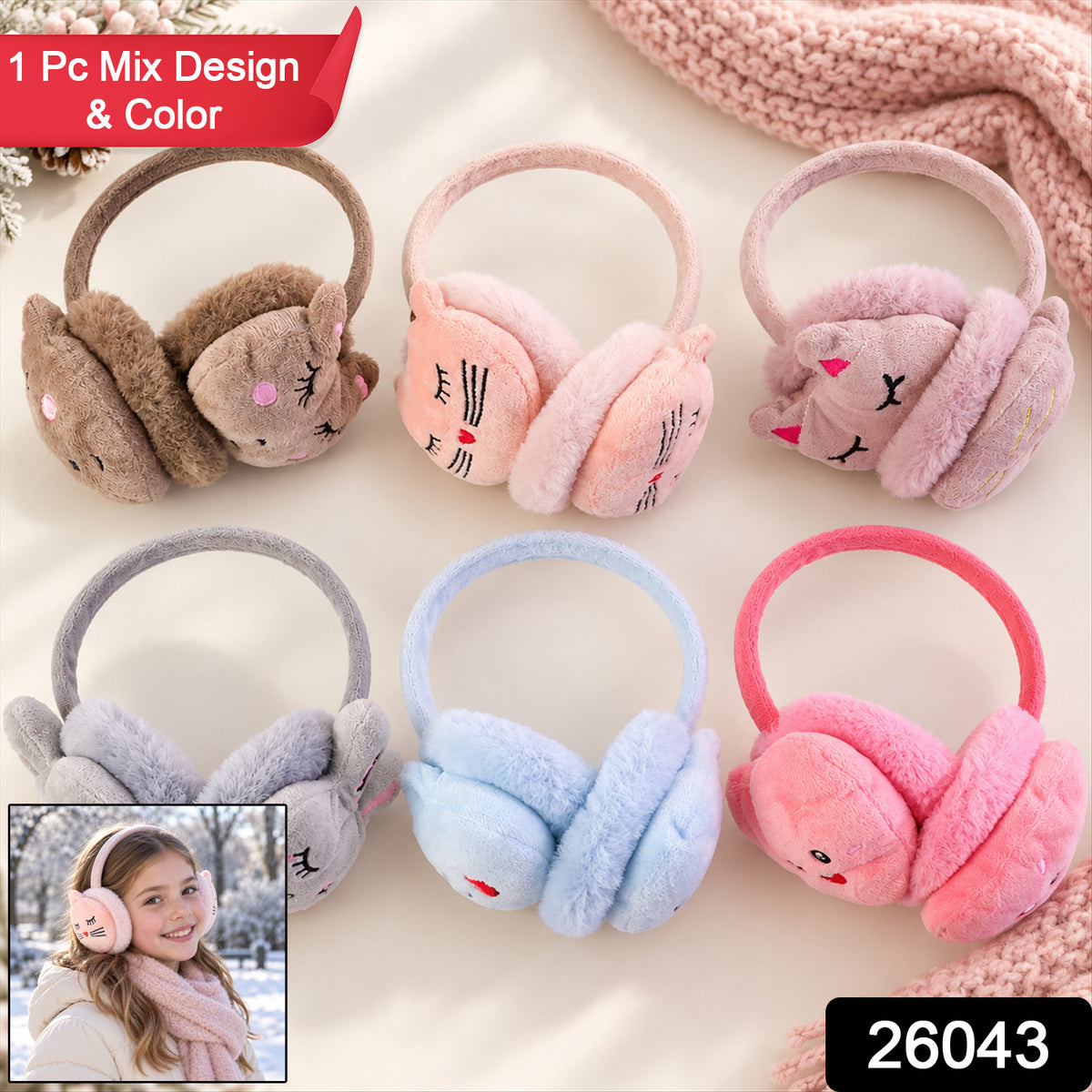 Plush winter earmuffs - SKU single piece assorted designs and colors