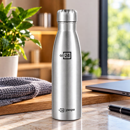 Steel water bottle white bg