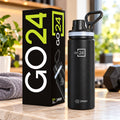 Stainless Steel Water Bottle with Carry Handle for Gym and Travel - Pexpo (900 ML)