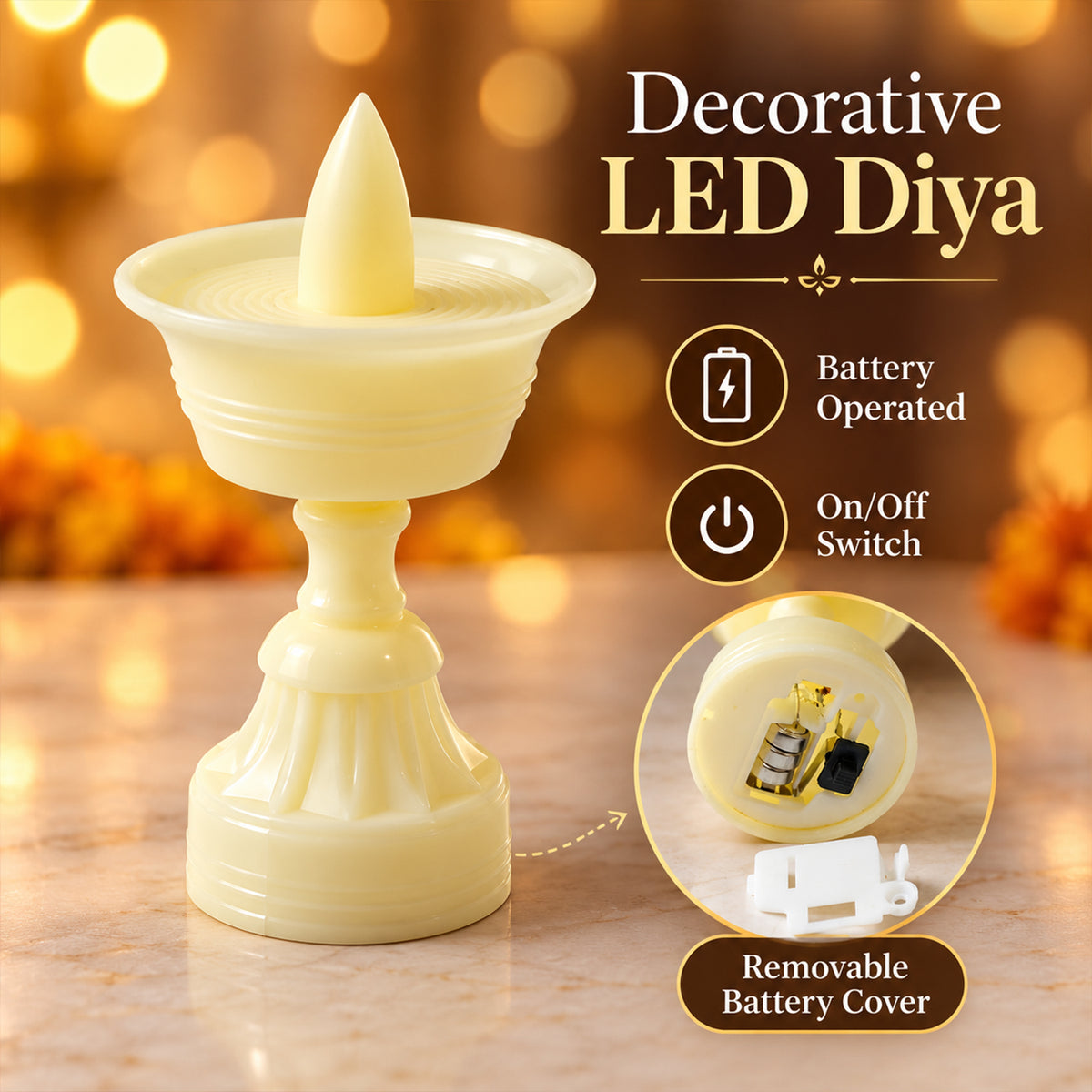Flameless decorative LED diyas - product view 09