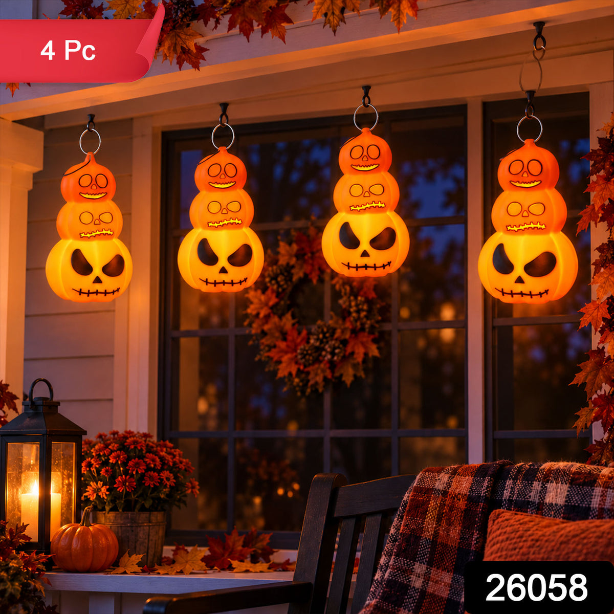 Halloween three layer pumpkin LED lights - 4 Pc set