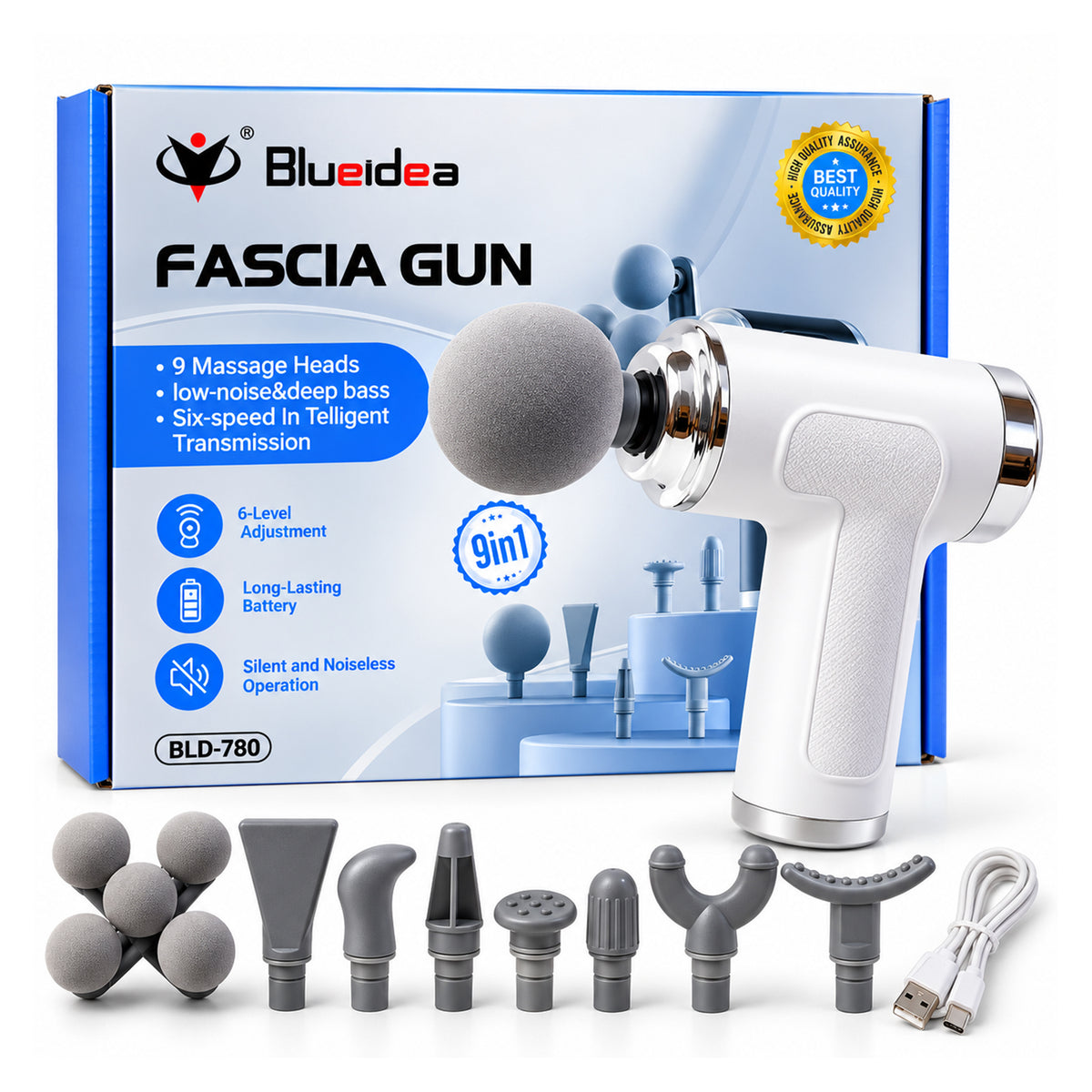 Rechargeable handheld fascia massage gun view 04