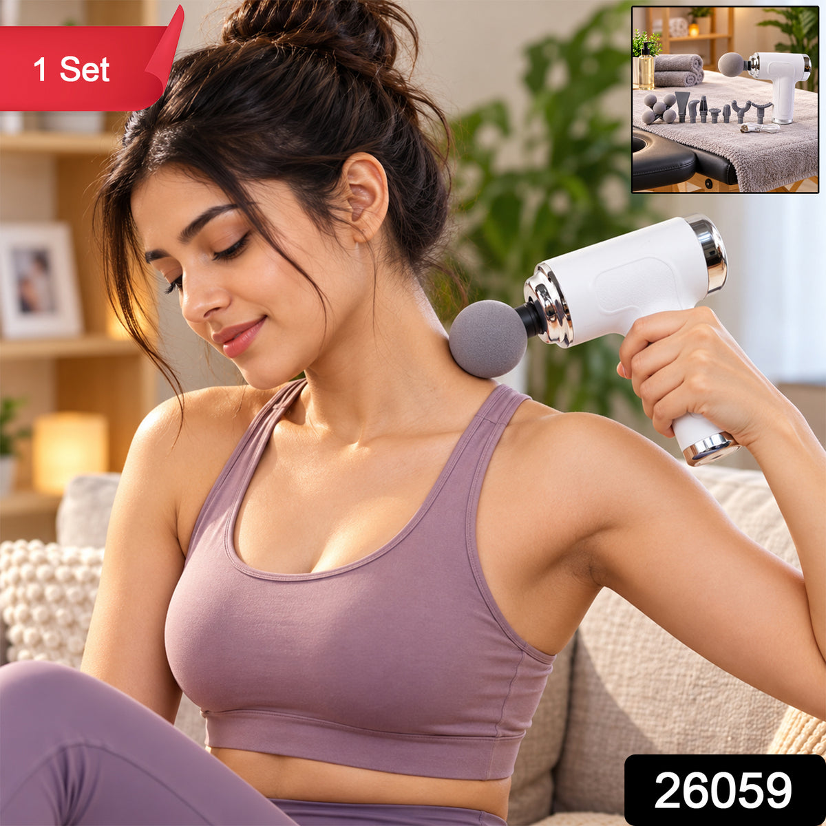 Rechargeable handheld fascia massage gun set label