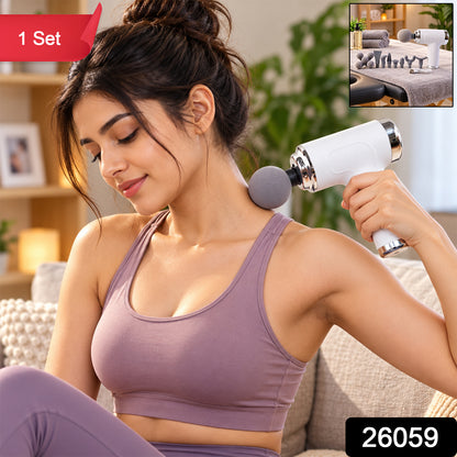 Rechargeable handheld fascia massage gun set label