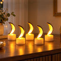 Moon Shape Flameless LED Tealight Candles for Festive Home Decor (5 Pc Set)