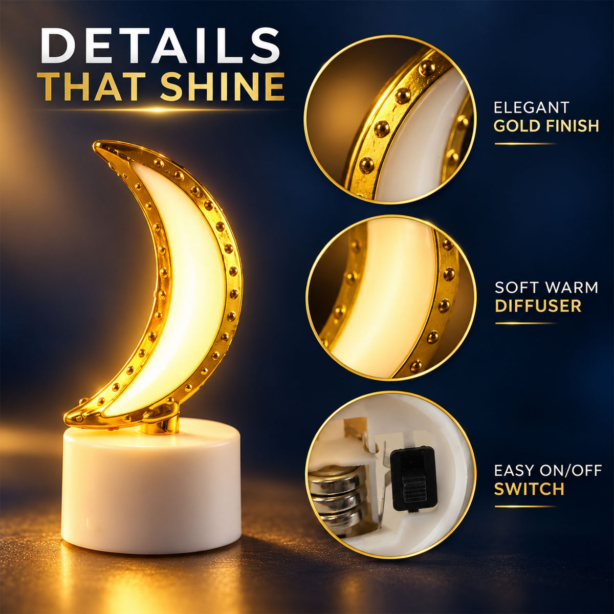 Moon shape LED tealight candles - product view 03