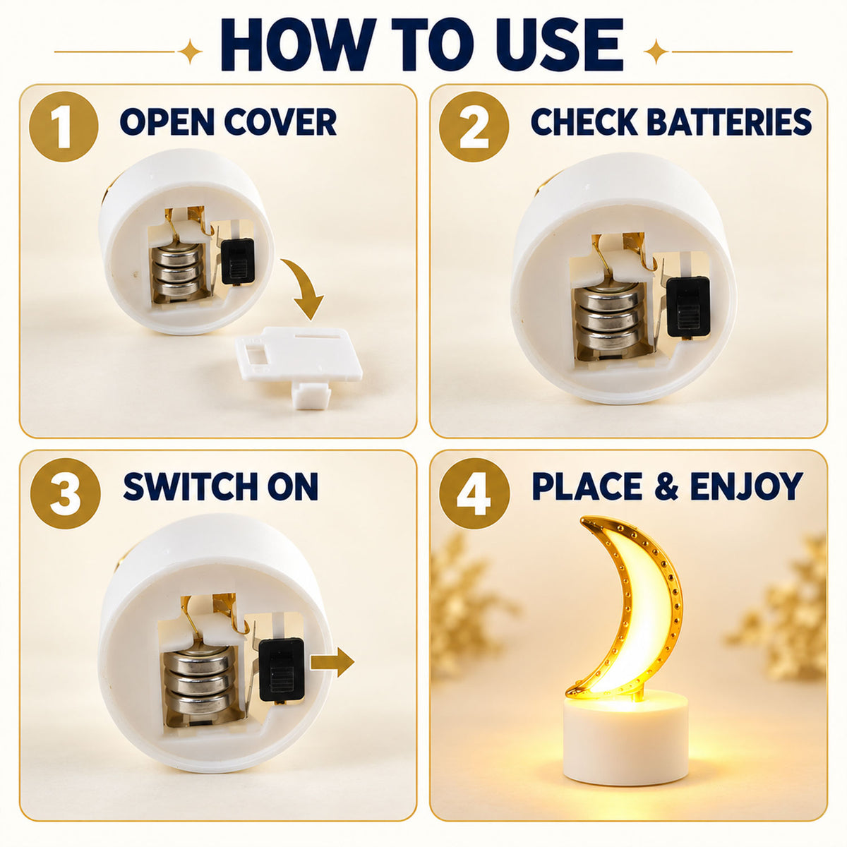 Moon shape LED tealight candles - product view 05