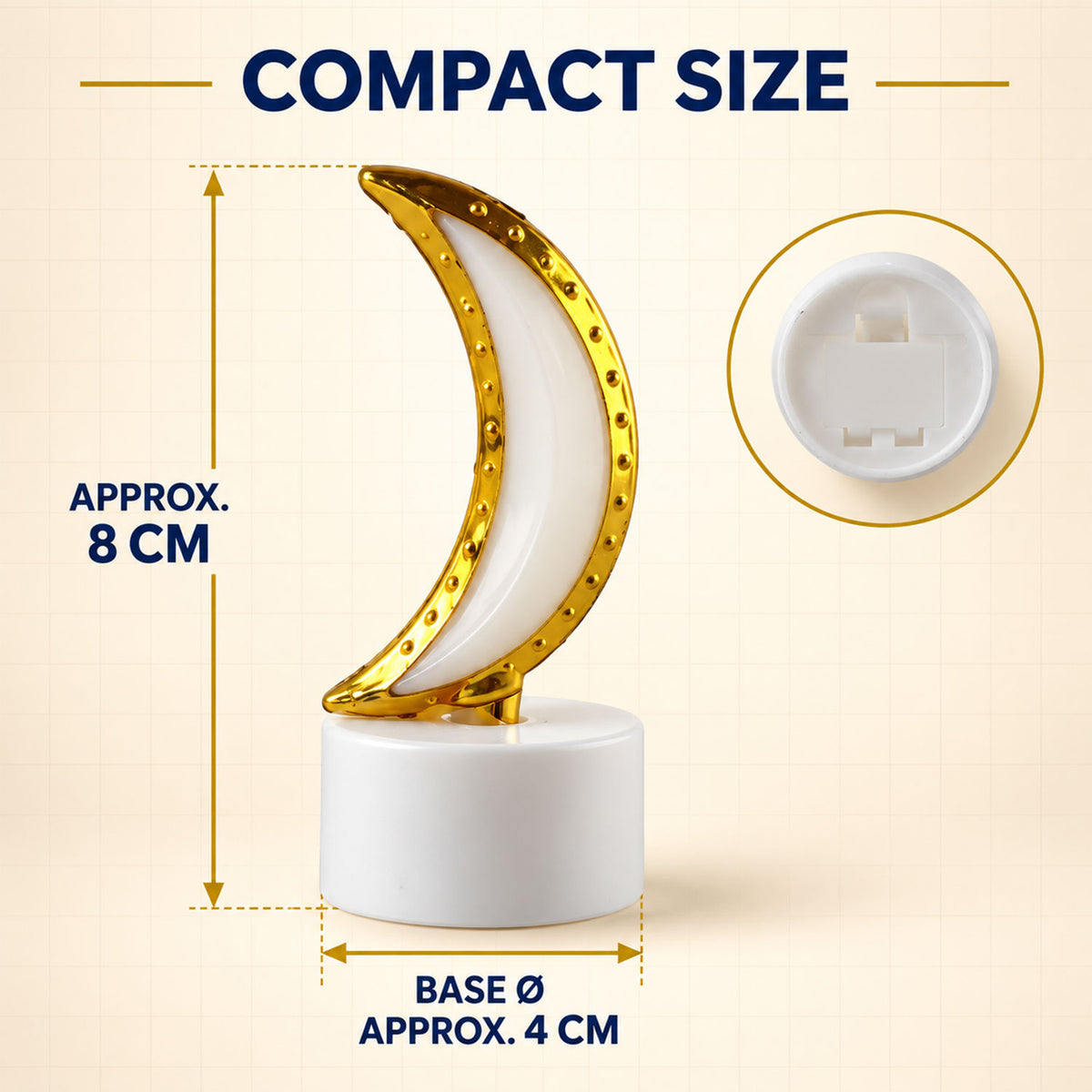 Moon shape LED tealight candles - dimensions
