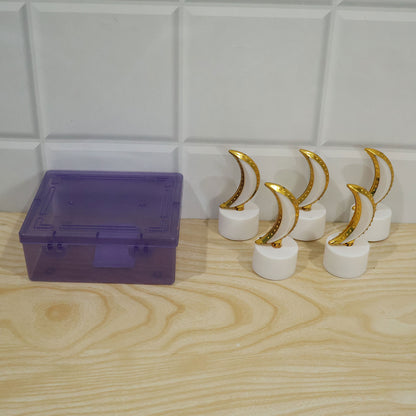 Moon shape LED tealight candles - actual product and plastic box
