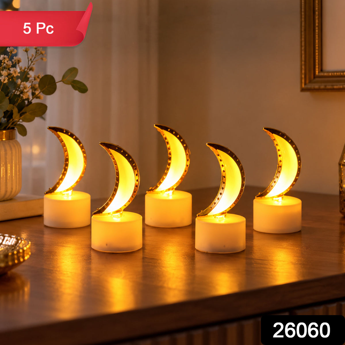 Moon shape LED tealight candles - 5 Pc set