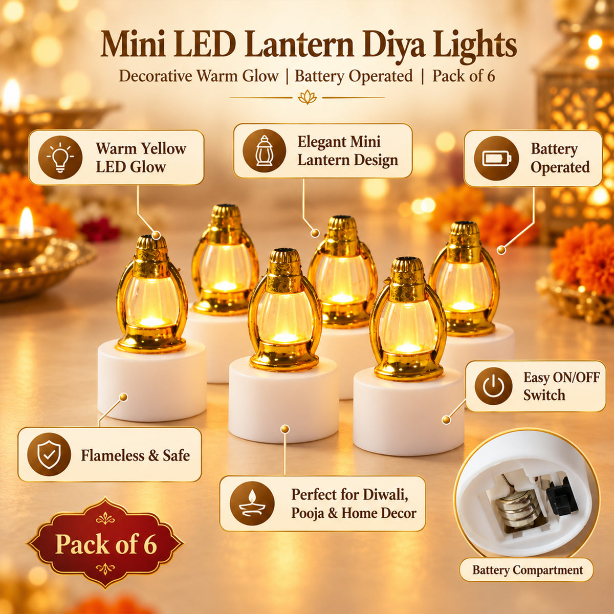 Mini lantern LED decorative candle lamps - product view 06