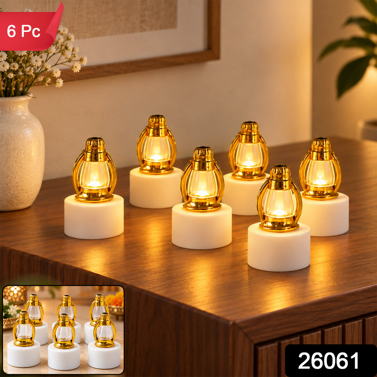Mini lantern LED decorative candle lamps - 6 Pc set