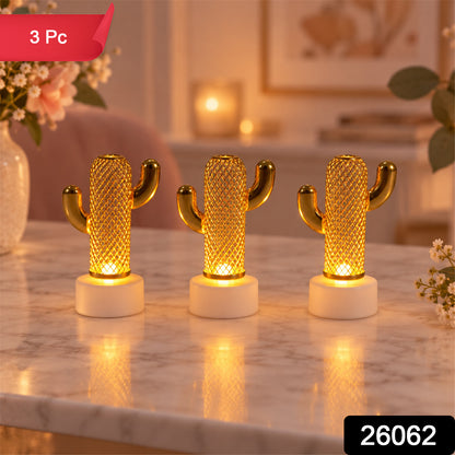 Cactus flameless decorative candle lights - 3 Pc set