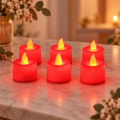 Red glow flameless LED tealight candles - main product photo