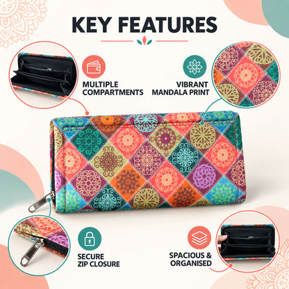 Traditional mandala print zipper wallet - product view 05