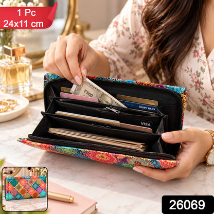 Traditional mandala print zipper wallet - 1 Pc and 24x11 Cm size