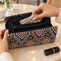 Traditional Geometric Woven Clutch Wallet Purse with Zipper (1 Pc, 25x12 Cm)
