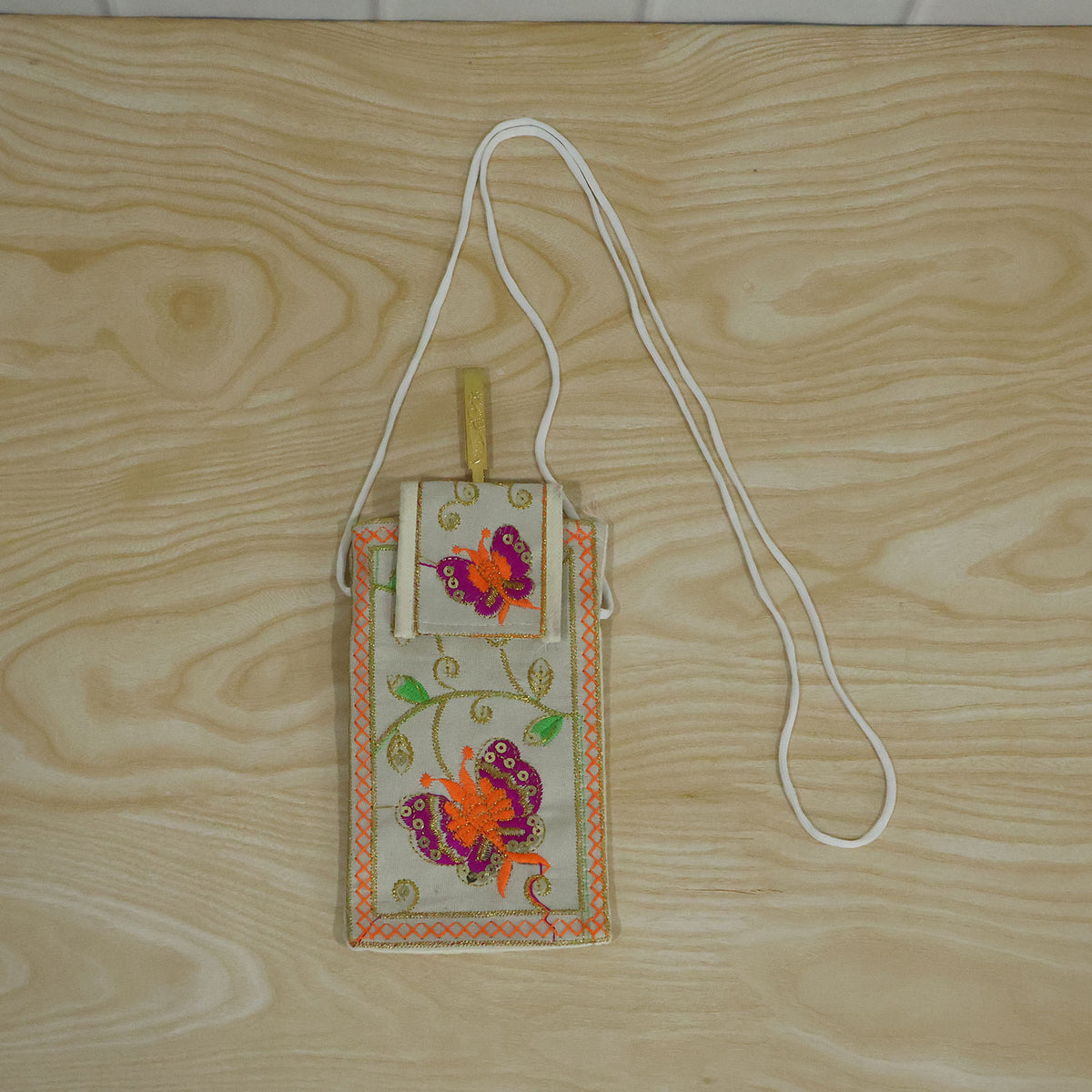 Traditional embroidered mobile sling pouch - actual product