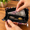 Patola Style Printed Clutch Wallet Purse with Zip Closure (1 Pc, 9x11 Cm)